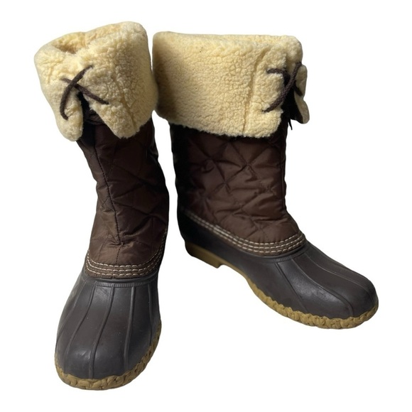 Vintage L.L. Bean Women’s Shearling Wool Lined Brown Winter Duck Boots - Picture 3 of 10